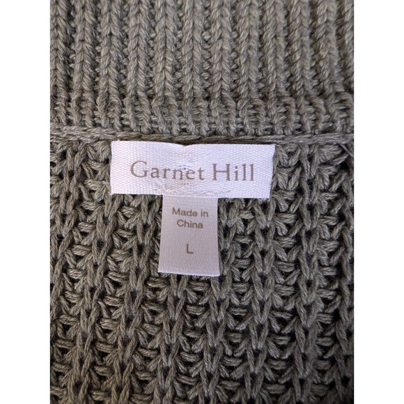 Garnet Hill Cardigan Sweater Women's Lrg Washed Olive Maren Organic Cotton Linen - Picture 2 of 12